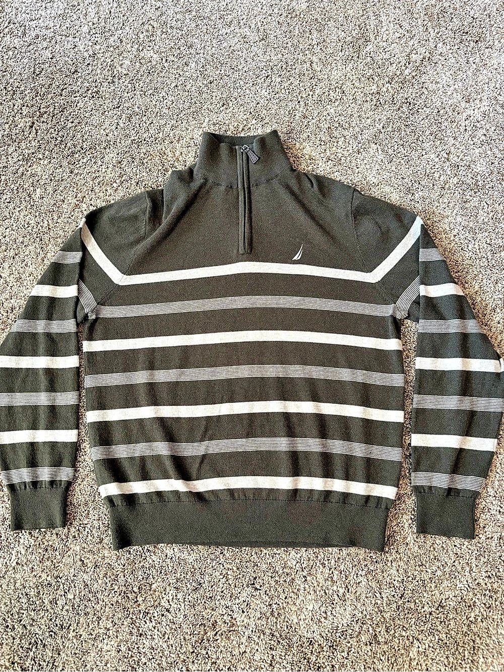 Y2K Vintage Nautica 1/4 Zip Striped Pullover – Men’s Medium